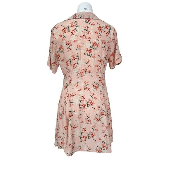 Zara Pink Floral Short Sleeves Button Mini Dress Size Small - Picture 4 of 10